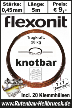 Flexonit Stahlvorfach - 7 x 7 - Feinseil - 5 m-Spule Ø 0,45 mm